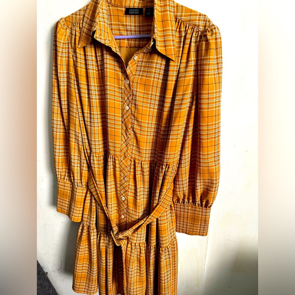 Halogen x Atlantic Pacific Belted Long Sleeve Shirtdress Size 14